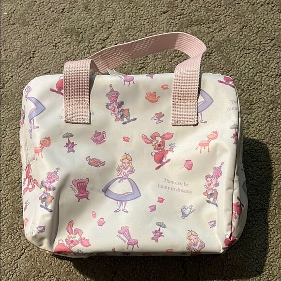 Disney Alice in Wonderland Themed Tote Bag with Pink Handles - Picture 1 of 8